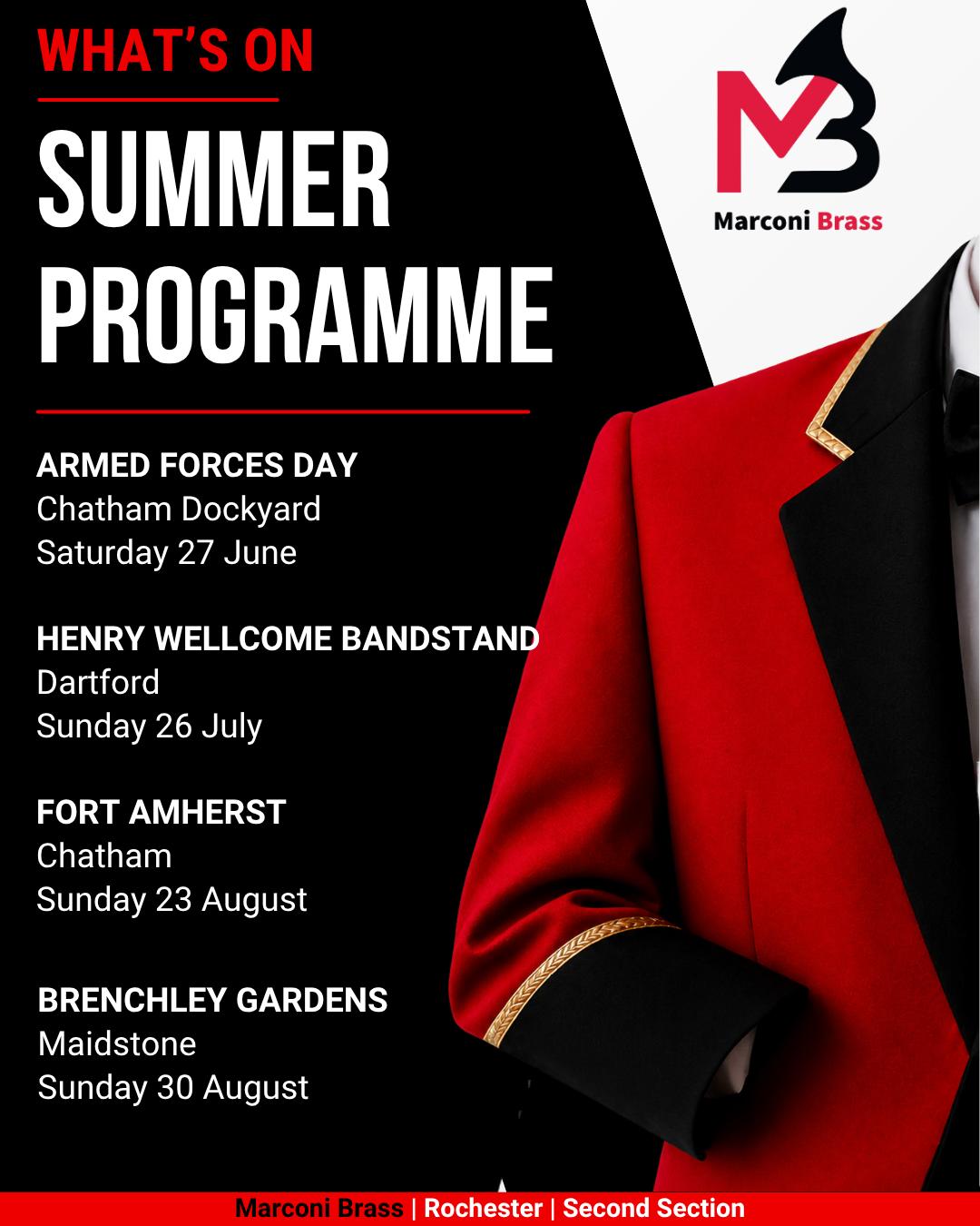 Marconi Brass Summer Programme for 2026